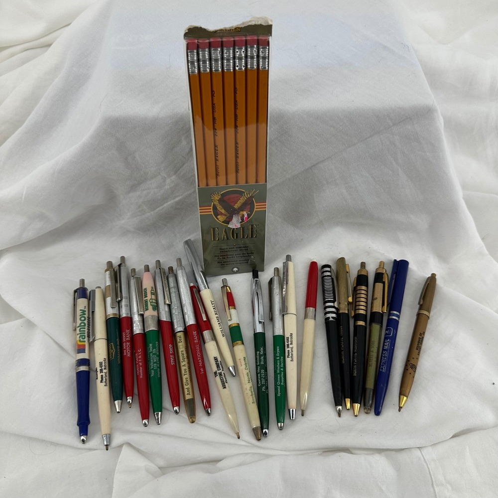 Vintage Advertising Pen Pencil Lot Berol Eagle Ritepoint Mixed Good 20+ Pieces